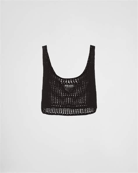 cropped prada preto|Black Drill crop top .